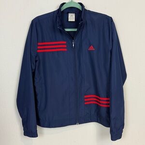 Adidas Navy Red Full Zip Windbreaker Jacket M